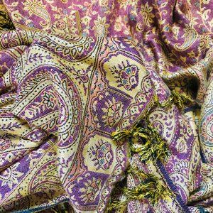 Glowy Yellow and Berry Paisley Scarf